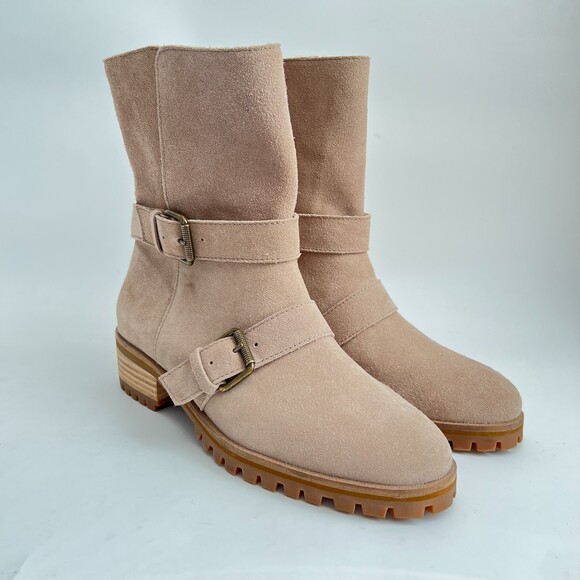 New Splendid Lug Boots Suede Moto Inspired Fold Over 9 - Picture 15 of 15